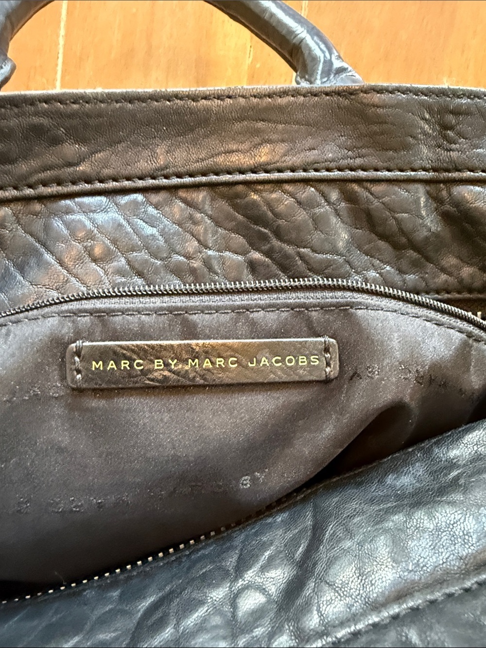 Marc by Marc Jacobs Black Leather Tote with Gold Hardware - Picture 5 of 6